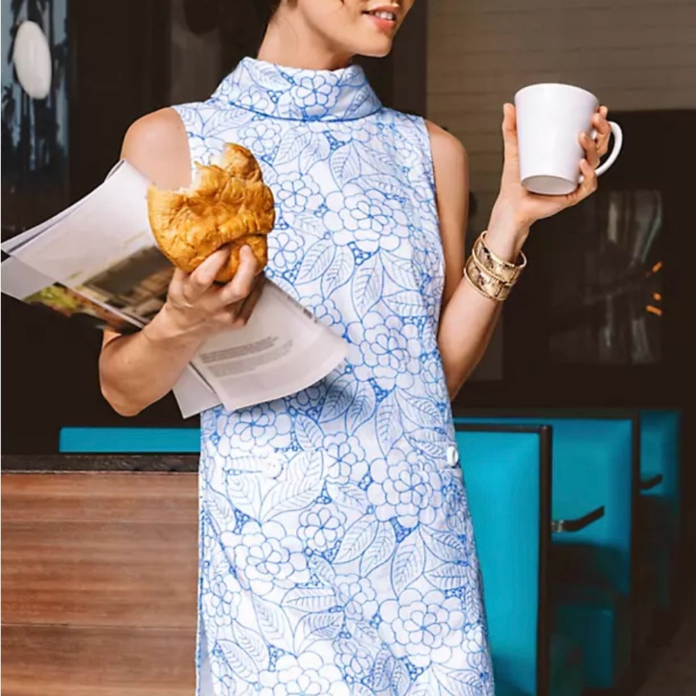 Lilly Pulitzer Blue and White Embroidered Romper